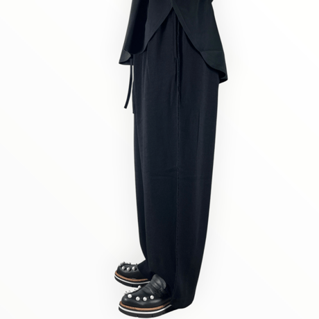 my beautiful landlet / MILAN RIB CUT-OFF WIDE EASY PANTS / WM07-PT2620704 BLACK