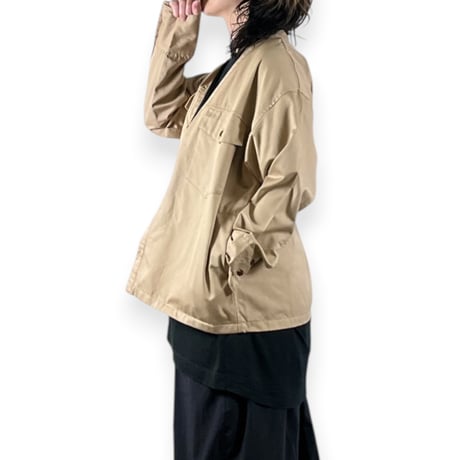 TISSU / 綿麻ツイルVネックシャツカーデブルゾン / TS263BZ067 020ベージュ size1