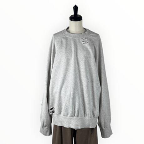 my beautiful landlet / DAMAGE SWEATSHIRT / MBL-WD-SWTP2 OATMEAL