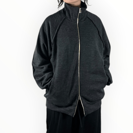 my beautiful landlet  /  MILAN RIB CUT-OFF TRACK JACKET / WM07-BZ2620701 CHARCOAL