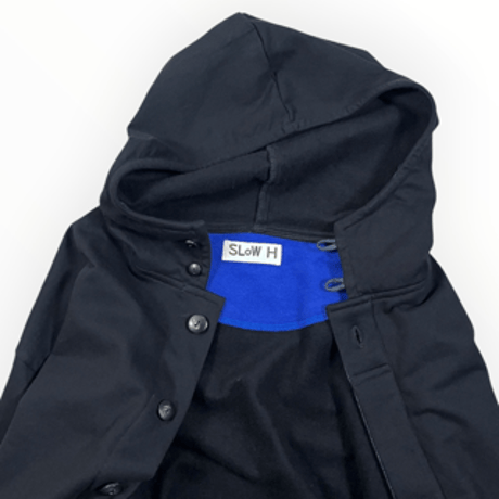 SLOW HANDS / Cotton fleece hooded smock jacket / Black