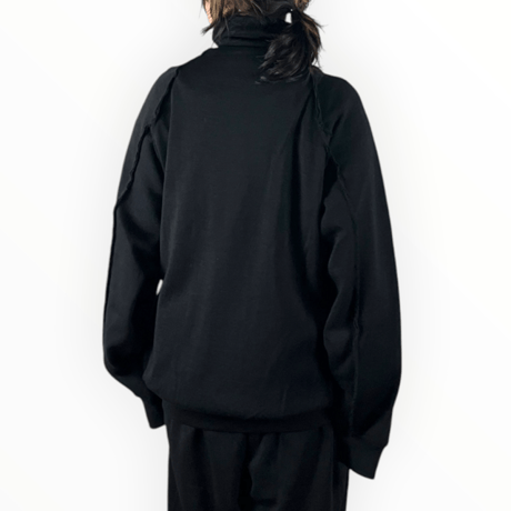 my beautiful landlet  /  MILAN RIB CUT-OFF TRACK JACKET / WM07-BZ2620701 BLACK