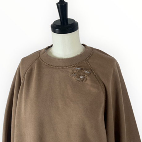my beautiful landlet / DAMAGE SWEATSHIRT / MBL-WD-SWTP2 BROWN