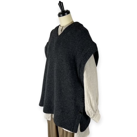 TISSU / ウーレンクォーターサイドボタンベスト / TS263CT086 009TOPチャコール