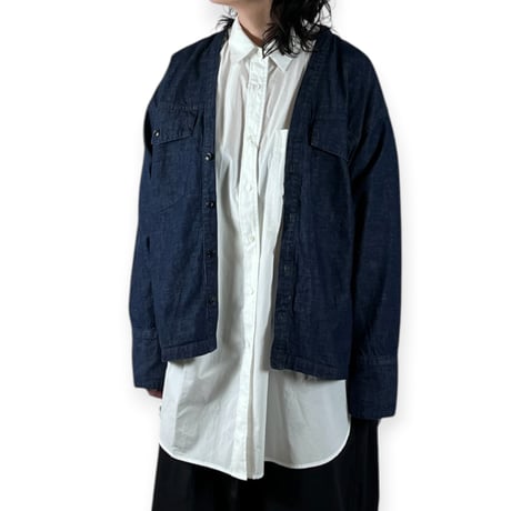 TISSU / 8ozデニムVネックシャツカーデブルゾン / TS263BZ067 045インディゴバイオ(デニム） size1