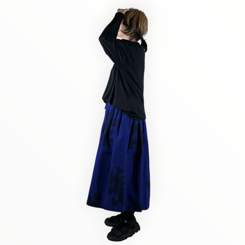 TIGRE BROCANTE / TBアメーバカモフィセルロングスカート / ネイビー
