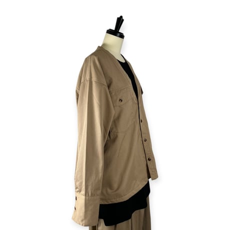 TISSU / 綿麻ツイルVネックシャツカーデブルゾン / TS263BZ067 020ベージュ size1