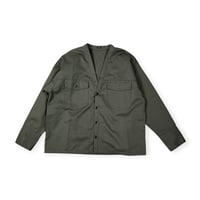 TISSU / 綿麻ツイルVネックシャツカーデブルゾン / TS263BZ067 025カーキ size1
