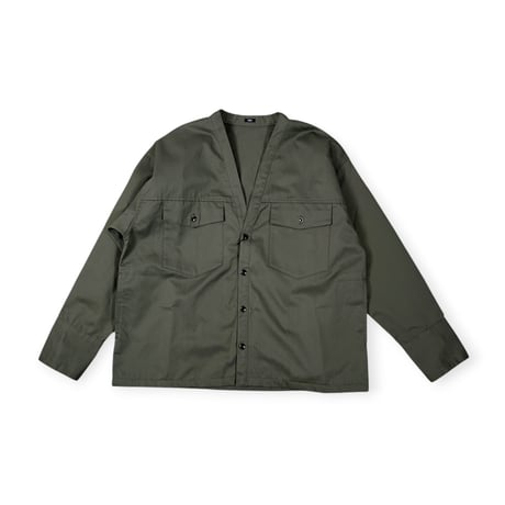 TISSU / 綿麻ツイルVネックシャツカーデブルゾン / TS263BZ067 025カーキ size1