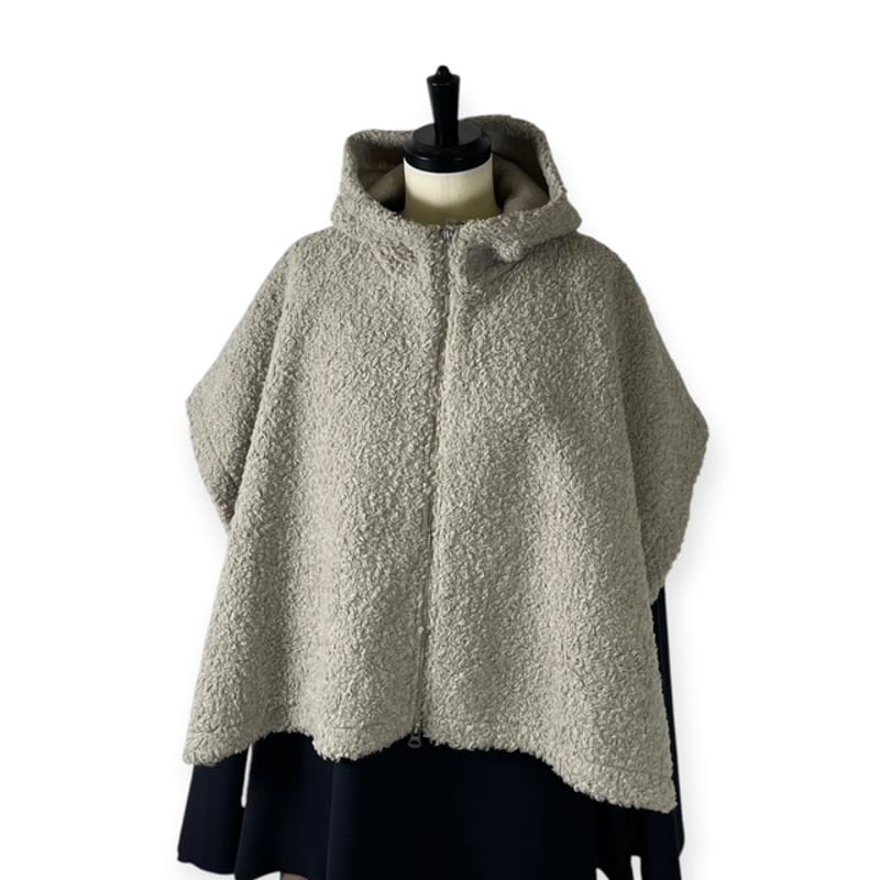 TISSU / ボアフード付きポンチョW ZIP / TS263CT084 019グレージュ