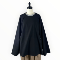 my beautiful landlet / WOOLLET CUT-OFF LONG SLEEVE / WM08-TP2620801 BLACK