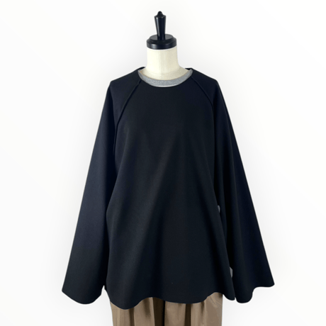 my beautiful landlet / WOOLLET CUT-OFF LONG SLEEVE / WM08-TP2620801 BLACK