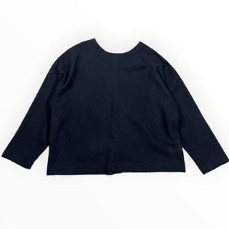 UNIVERSAL SEVEN / ウールガーゼ ノーカラー2WAYブラウス / US264BL022 001クロ