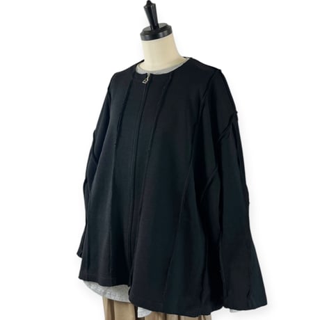 my beautiful landlet  /  MILAN RIB CUT-OFF ZIP STRIPE / WM07-BZ2620702 BLACK