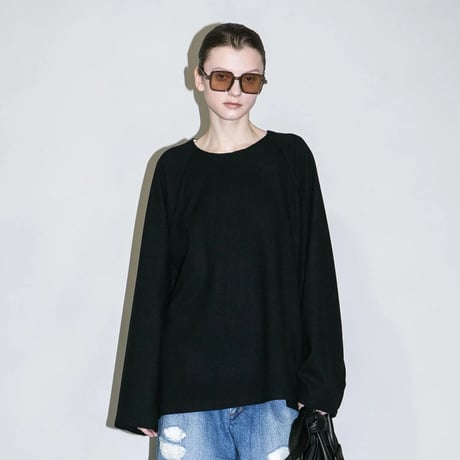 my beautiful landlet / WOOLLET CUT-OFF LONG SLEEVE / WM08-TP2620801 NAVY