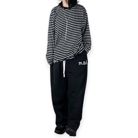 my beautiful landlet / DAMAGE SWEAT WIDE PANTS embroidery / MBL-WD-SWPT1-E BLACK
