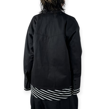 TISSU / 綿麻ツイルVネックシャツカーデブルゾン / TS263BZ067 001クロ size1