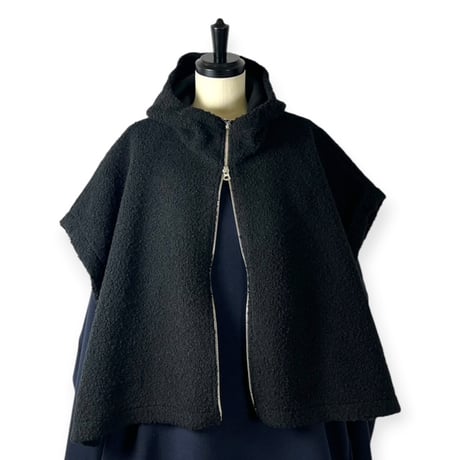 TISSU / ボアフード付きポンチョW ZIP / TS263CT084 001クロ