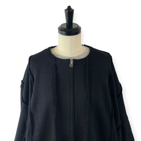 my beautiful landlet  /  MILAN RIB CUT-OFF ZIP STRIPE / WM07-BZ2620702 BLACK