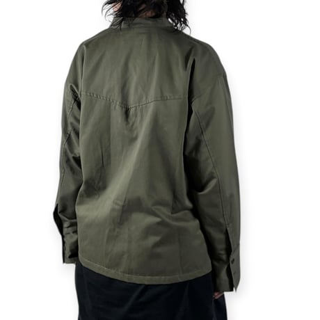 TISSU / 綿麻ツイルVネックシャツカーデブルゾン / TS263BZ067 025カーキ size1