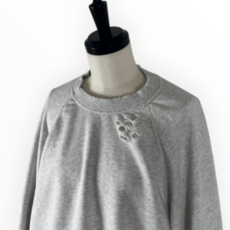 my beautiful landlet / DAMAGE SWEATSHIRT / MBL-WD-SWTP2 OATMEAL