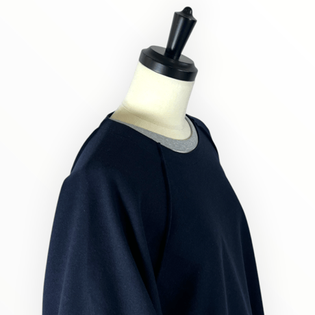 my beautiful landlet / WOOLLET CUT-OFF LONG SLEEVE / WM08-TP2620801 NAVY