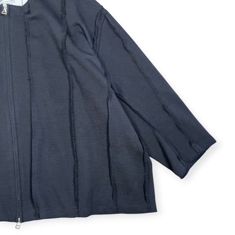 my beautiful landlet  /  MILAN RIB CUT-OFF ZIP STRIPE / WM07-BZ2620702 BLACK