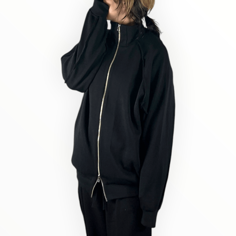 my beautiful landlet  /  MILAN RIB CUT-OFF TRACK JACKET / WM07-BZ2620701 BLACK