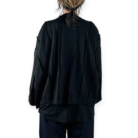 my beautiful landlet  /  MILAN RIB CUT-OFF ZIP STRIPE / WM07-BZ2620702 BLACK