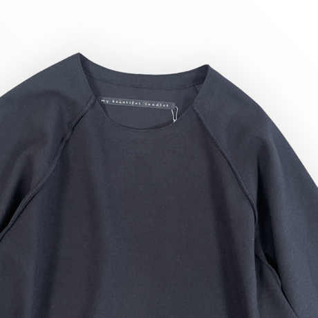 my beautiful landlet / WOOLLET CUT-OFF LONG SLEEVE / WM08-TP2620801 BLACK