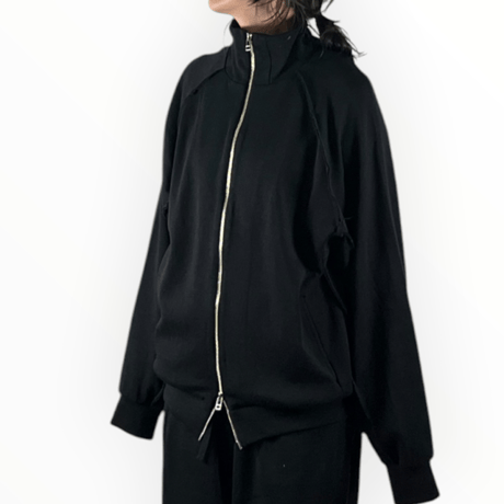 my beautiful landlet  /  MILAN RIB CUT-OFF TRACK JACKET / WM07-BZ2620701 BLACK
