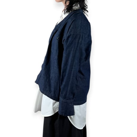 TISSU / 8ozデニムVネックシャツカーデブルゾン / TS263BZ067 045インディゴバイオ(デニム） size1