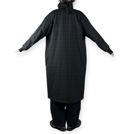 TISSU / ナイロンキルティングリバーシブルコート / TS263CO063 180チャコールチェック size1
