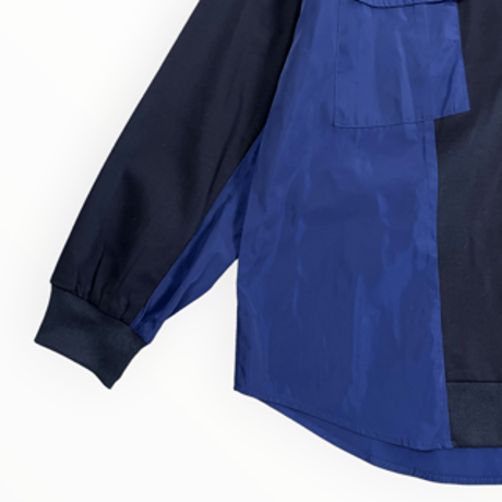 BLANCbasque - PEARL BUTTON. /  スムース×サテン切替カーディガン / PB64103 19black