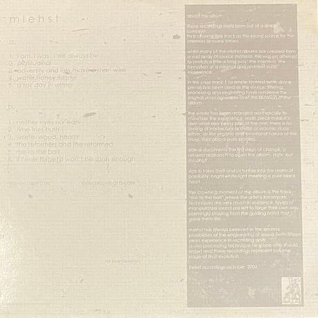 Mlehst - I Am, I Was, I Will Always Be [LP][Belief Recordings] (USED)