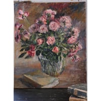 油彩画(ピンクの薔薇)