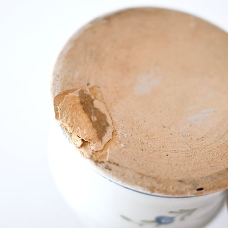 白釉手描き模様入り Huilier-vinaigrier Pot