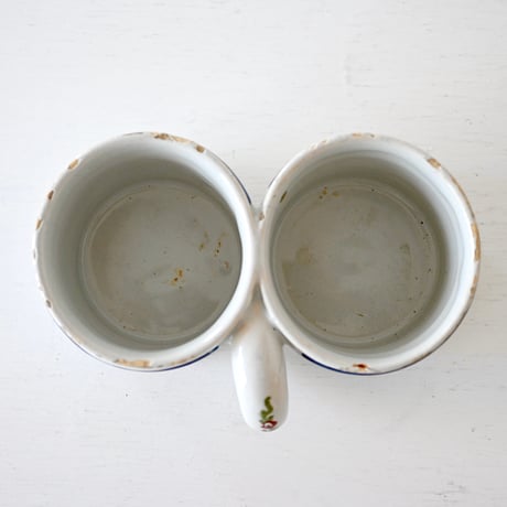 白釉手描き模様入り Huilier-vinaigrier Pot