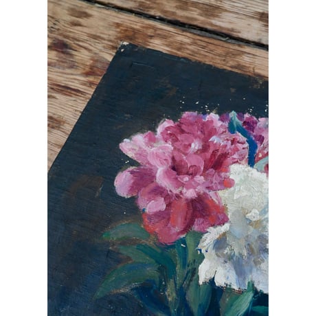 油彩画- Pivoine ピンクの芍薬(32.5cm×40.5cm)