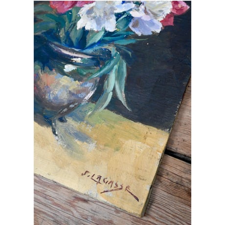 油彩画- Pivoine ピンクの芍薬(32.5cm×40.5cm)