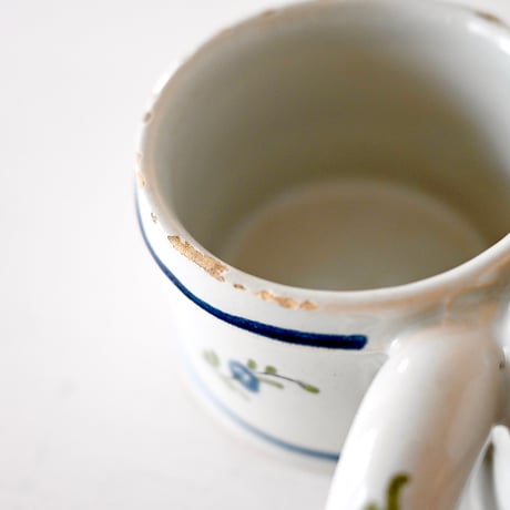 白釉手描き模様入り Huilier-vinaigrier Pot