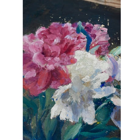 油彩画- Pivoine ピンクの芍薬(32.5cm×40.5cm)