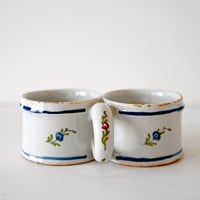 白釉手描き模様入り Huilier-vinaigrier Pot