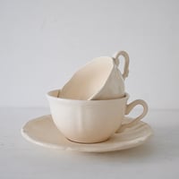 窯元不明 花リムカップ×2p&ソーサー