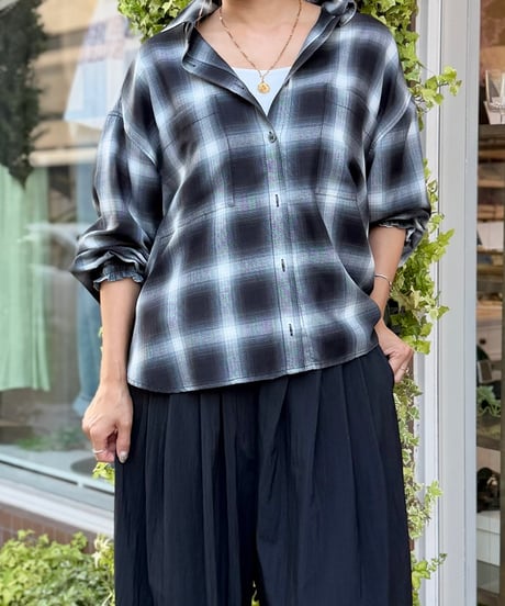シアーチェクワイドシャツ