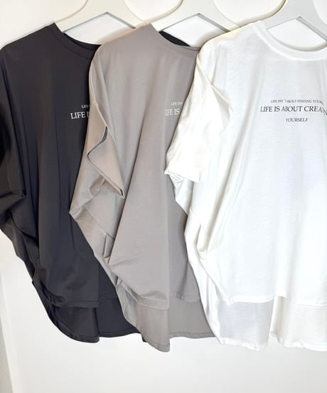 裾タック プリントTシャツ