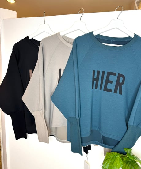 袖リブ " HIER " ロゴトップス
