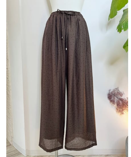 フロッキードット ワイドパンツ