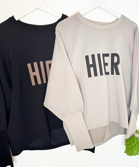 袖リブ " HIER " ロゴトップス