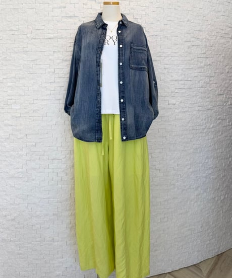 袖ボタンシアーデニムシャツ